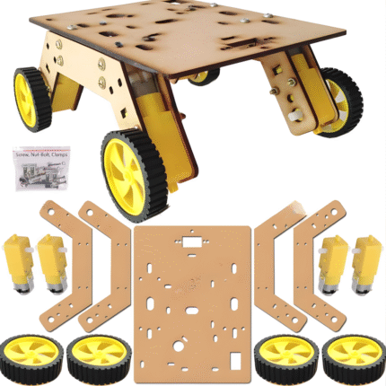 4WD Robotics Rover DIY Wooden Chassis With Motors & Wheels